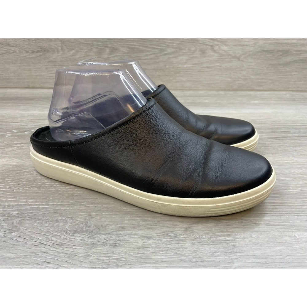 Ecco Soft Classic Women's Sneaker Closed Toe Leather 8.5‎ Black Mule Shoes